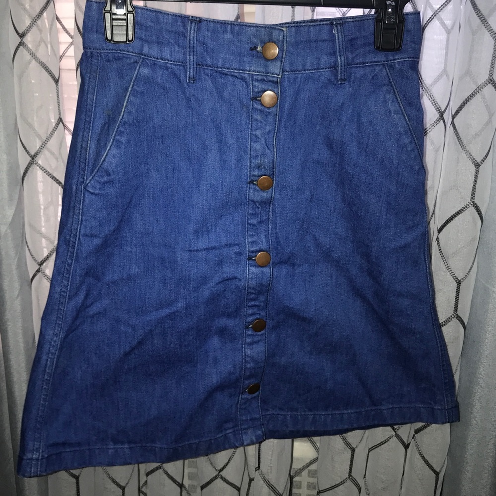 High waisted denim skirt